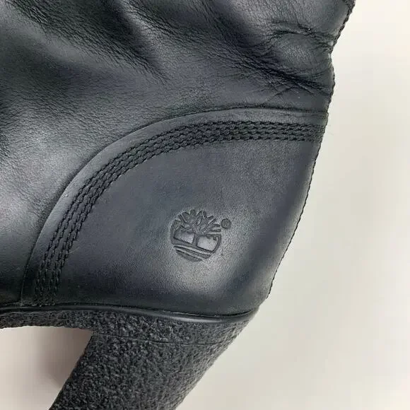 Timberland Glancy Ankle Boots Heeled Black Leather Lace Up Women's 8 - Picture 8 of 12